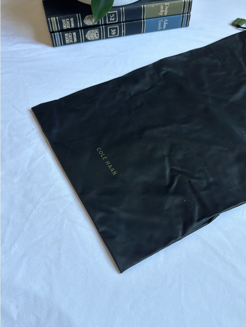 Cole Haan Black Shoe Dust Bag with Green Logo